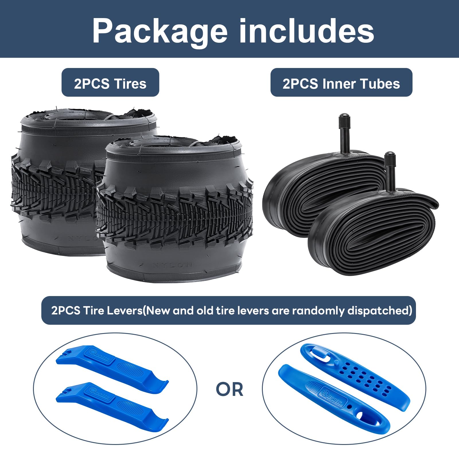 YUNSCM 2-PCS 24" Bike Tires 24x1.95/54-507 60TPI 24" Bike Tubes - View #12