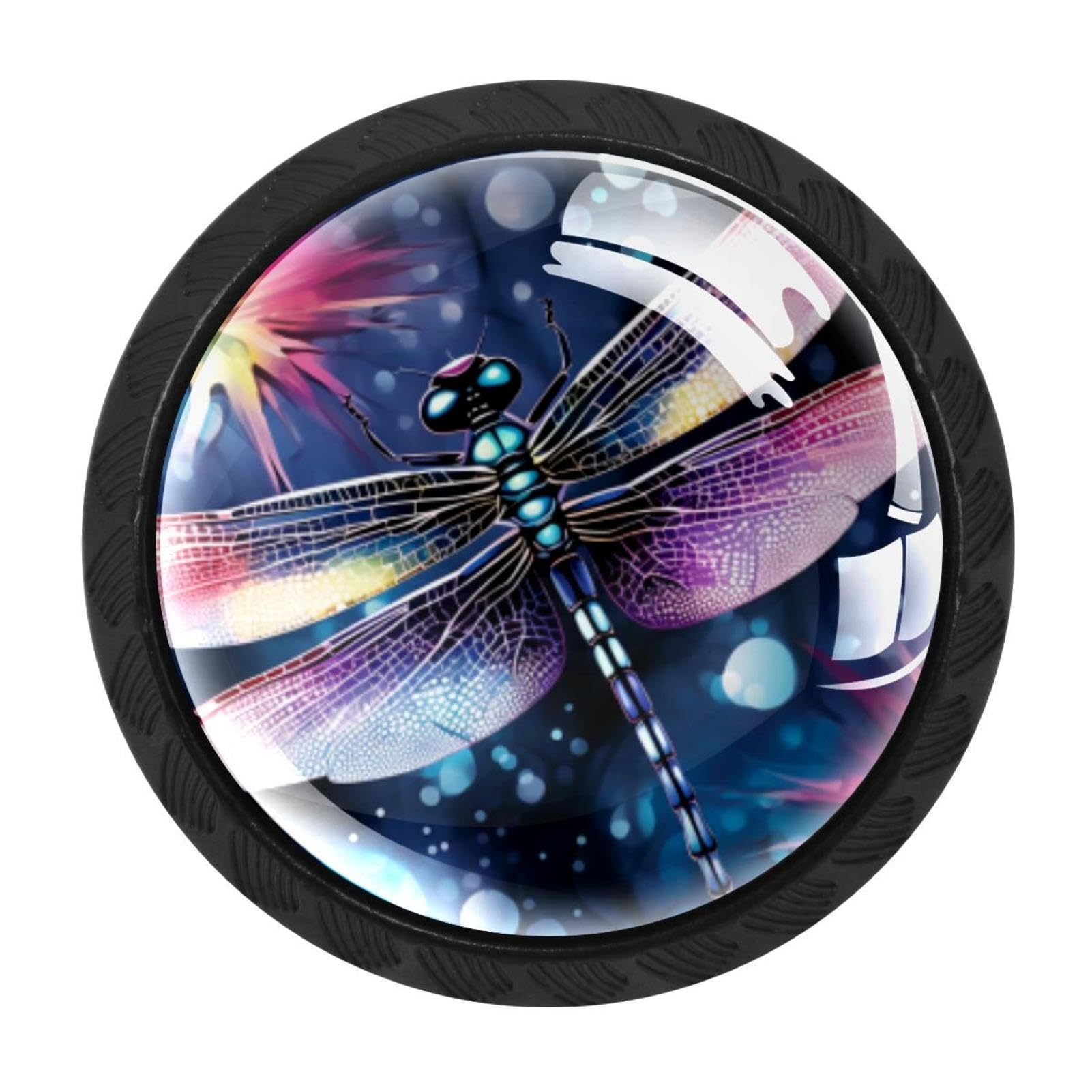 CHENZZZZ 4 Pack Round Cabinet Knobs for Kitchen Bathroom Closet Dresser Cabinets, Dragonfly