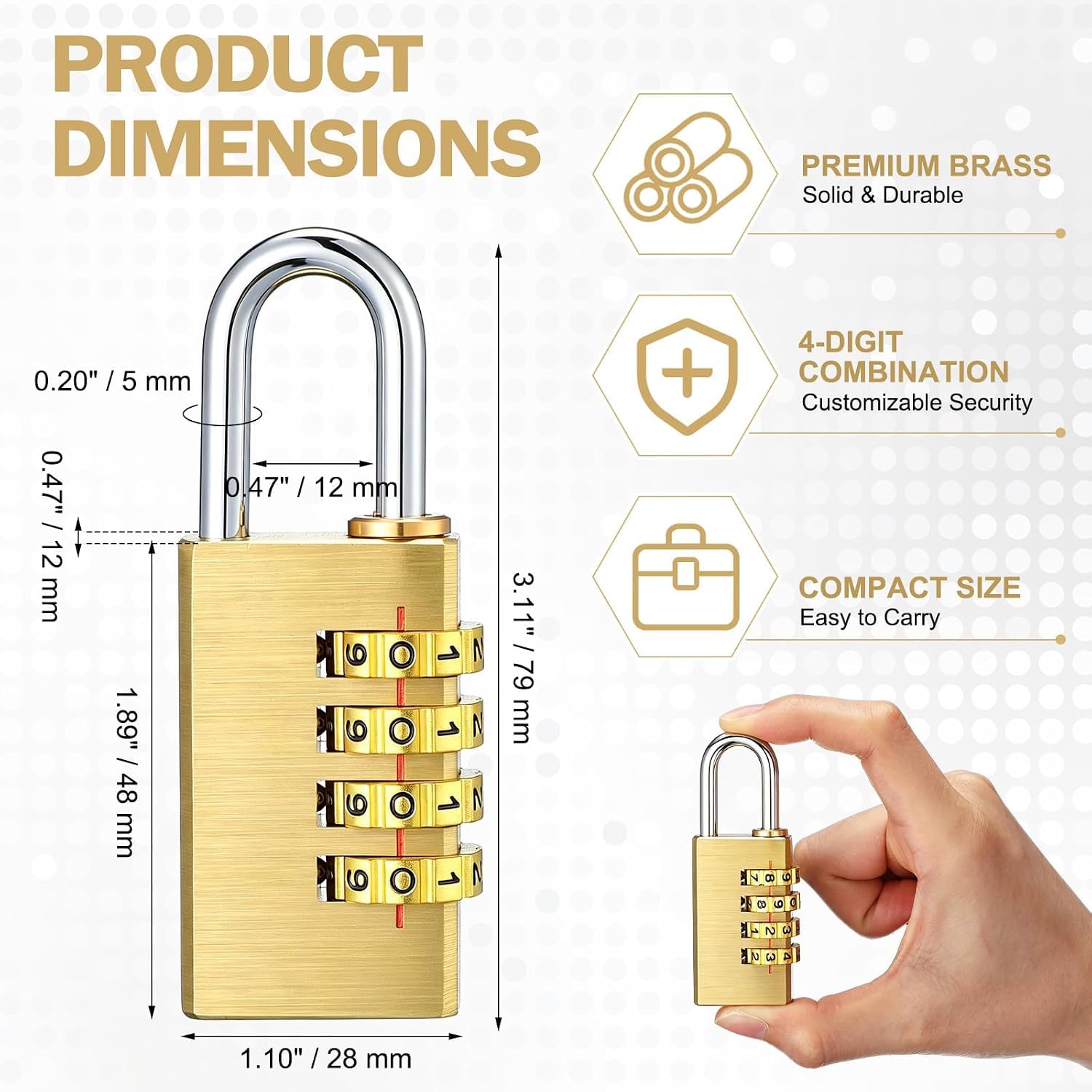 1 pc Mini 4 Digits Number Lock Combination Password Padlock — Amazon image 2