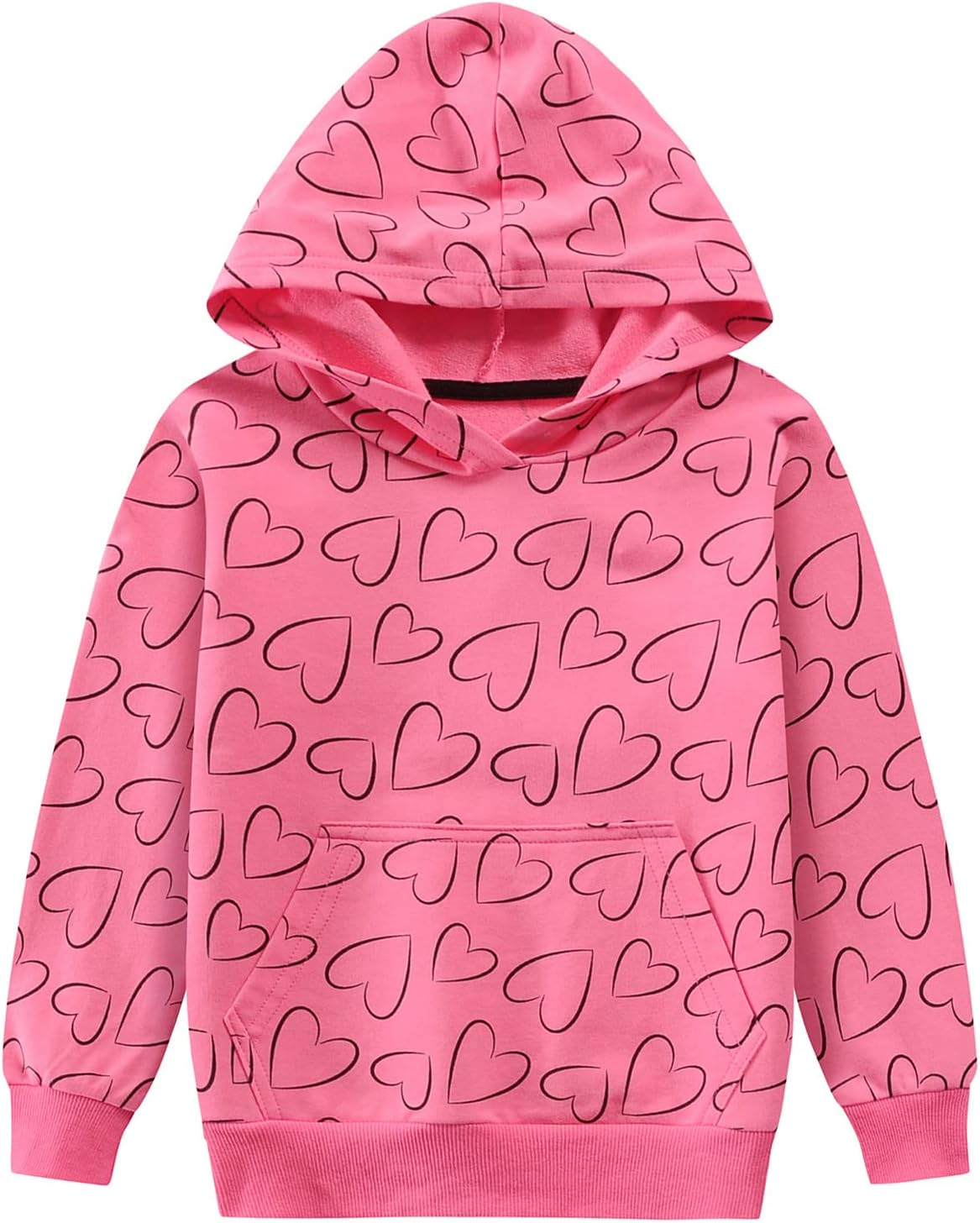 Tkria Toddler Girls Hoodies Heart Sweatshirt Kids Casual Pullover Fleece Sweater Long Sleeve Shirts Winter Outwear Size 2-7T