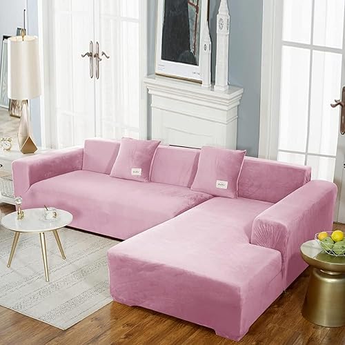 EFELIM Funda de terciopelo en forma de L para sofá seccional, funda elástica para sofá de 1, 2, 3 asientos, funda suave para tumbona, protector de