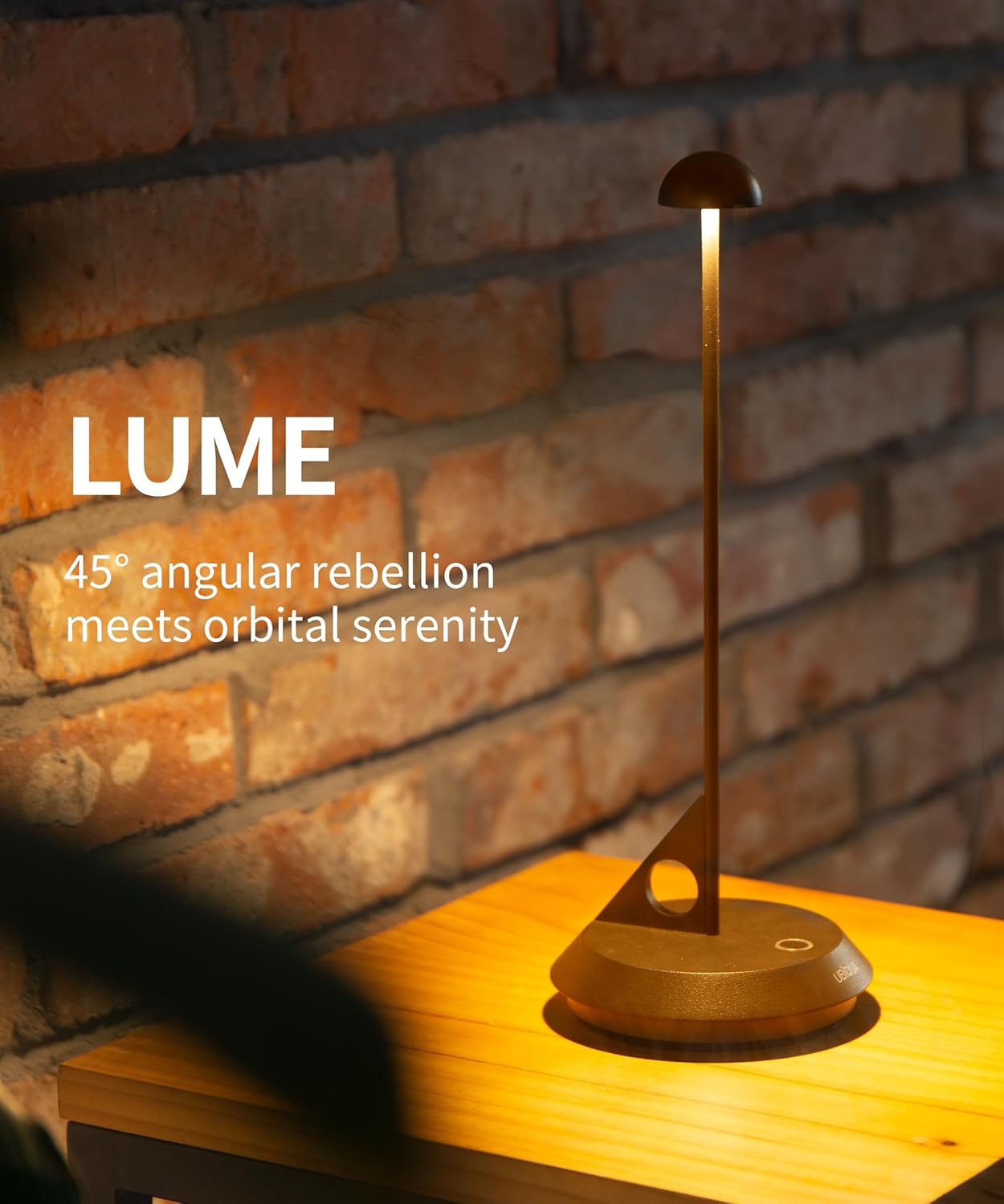 Cordless Table Lamp - LUME, Geometric Aesthetics, Magnetic Charging, Dimmable & Adjustable Lighting, IP65- Portable Rechargeable LED Lamp for HoReCa, Bedroom, Living Room, Outdoor Use (Corten)