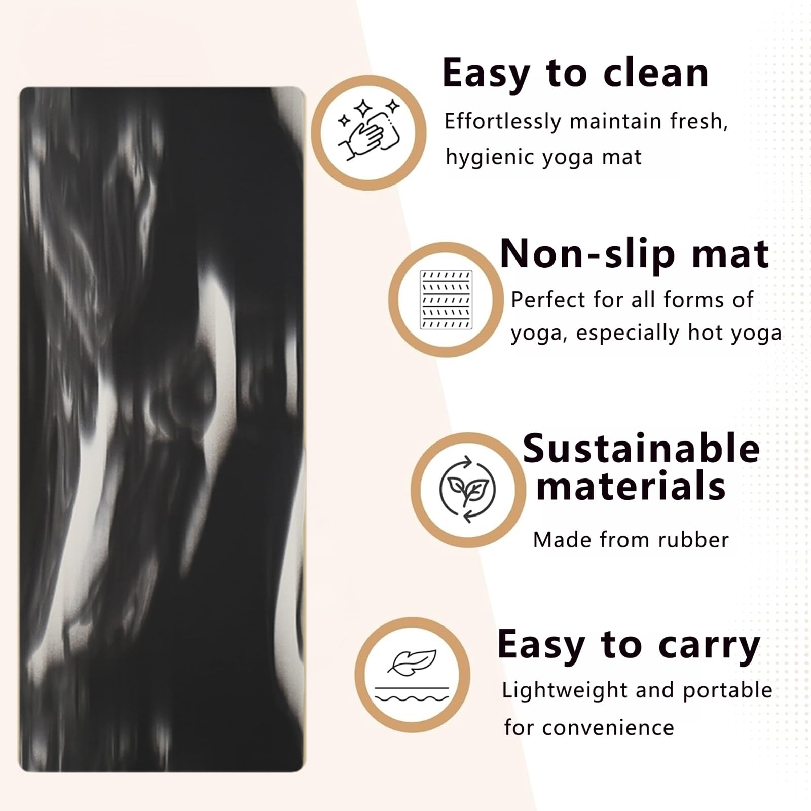Hixingo Tapis de Yoga Antidérapant, Style Simple Tapis Yoga Epais Pliable Portable Gym Absorbant Mat pour Fitness a la Maison Voyage Gymnastique Fitness Sport Musculation