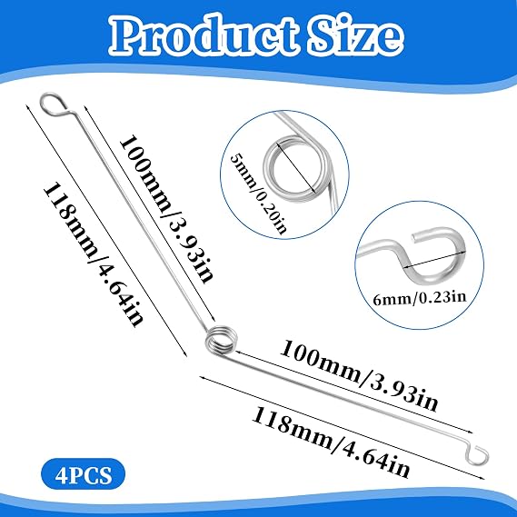 4PCS Spring Clips for Recessed Light Fixtures Torsion Spring Clips Metal Recessed Lighting Trims Springs Clip Replacements for Bathroom Ceiling Exhaust Fan Shower Recesse Lighting Trim Accessories