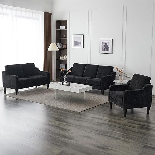 Miniatura 9 de VINGLI Juego de sofá de dos plazas para sala de estar, sofá moderno de mediados de siglo y sofá biplaza, sofá biplaza de 53 pulgadas + sofá pequeño