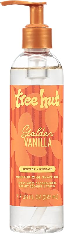 Tree Hut Golden Vanilla Moisturizing Shave Oil, 7.7 Fl Oz | Nourishing Gel-to-Oil Formula for a Close, Smooth Shave, Made with Shea Butter, For All Skin Types