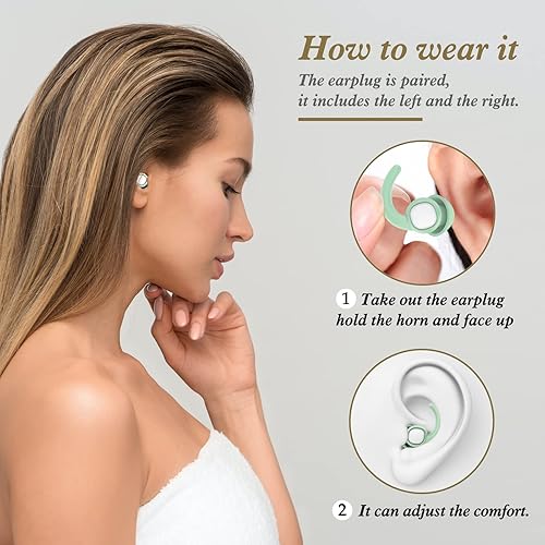 Miniatura 5 de Tapones para los oídos para dormir, tapones de silicona reutilizables para protección auditiva, 2 pares de tapones para los oídos con cancelación de