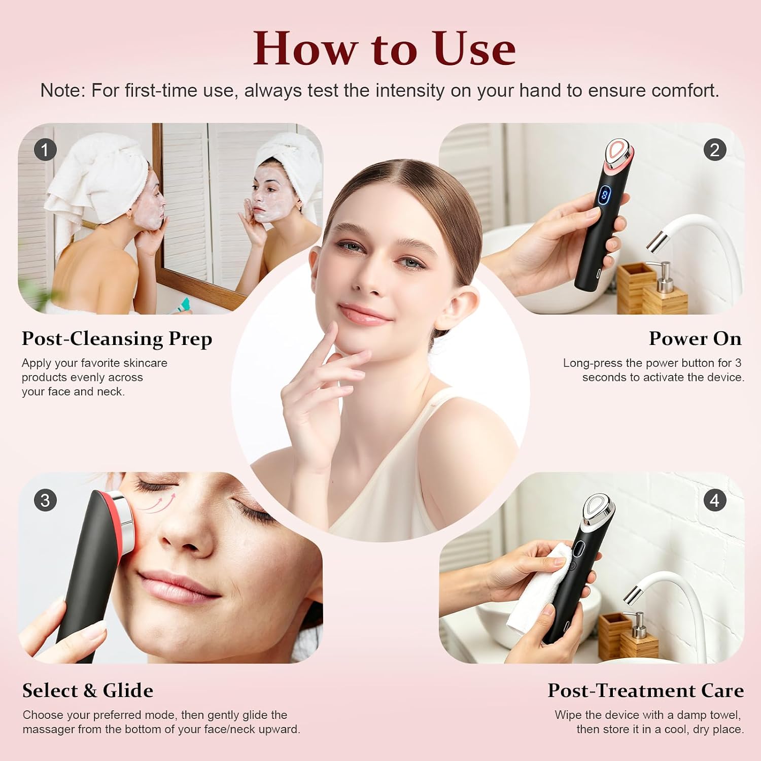 7-in-1 Real Glass Glow Beauty Massager, Portable Face Roller for Glass Skin, Boosts Skincare Absorption, Reusable & Ergonomic Design for Home and Travel（Black）