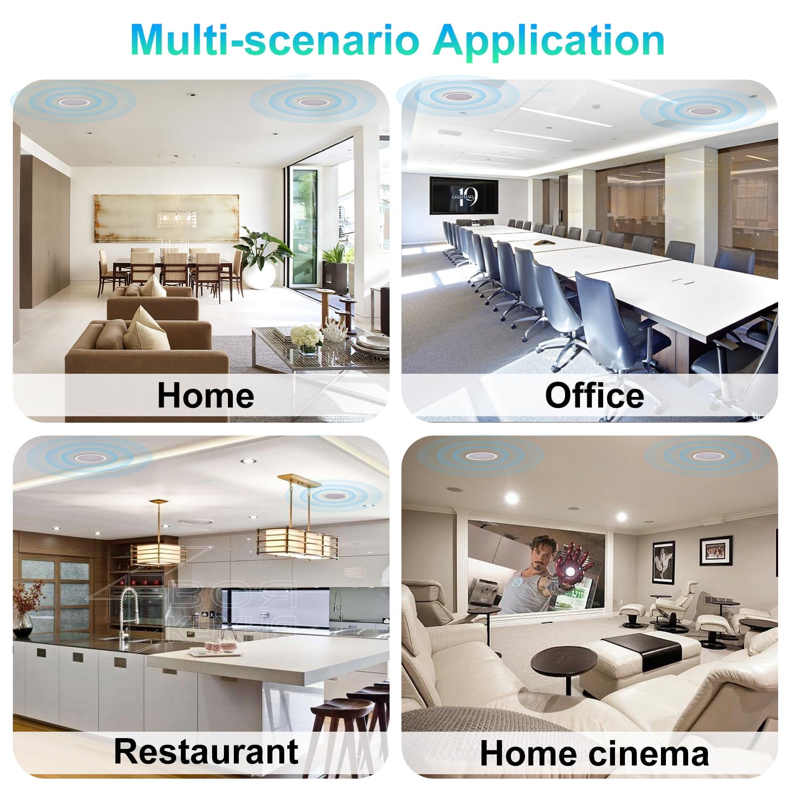 STUDIOFINIX 6,5-Zoll-Bluetooth-Deckenlautsprecher, maximal 300 Watt Leistungsaufnahme für Innenbereiche wie Küche, Wohnzimmer, Studienzimmer, Keller, Heimkino und überdachte Terrasse