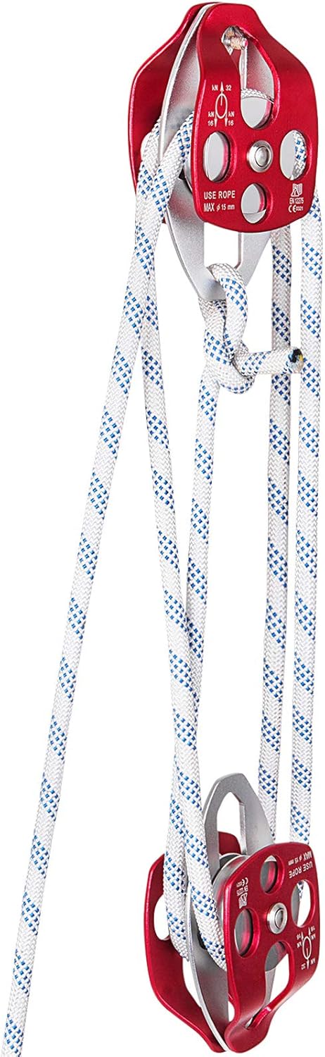 Mophorn Twin Sheave Block and Tackle 2/5-1/2Inch 100-200Ft Twin Sheave Block with Braid Rope 30-35KN 6600-7705LBS Double Pulley Rigging : Sports & Outdoors
