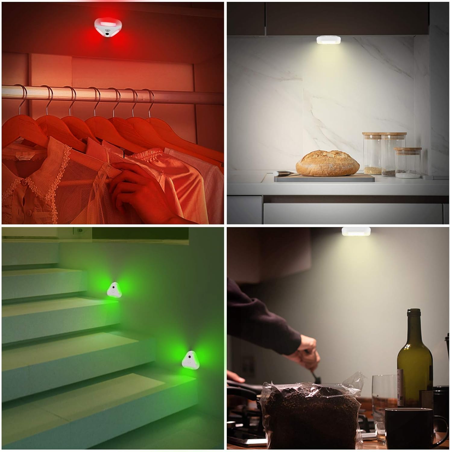 LED Puck Light with Remote,2 Pack Color Changing Under Cabinet Lighting,Wireless Under Counter Light for Kitchen,Dimmable Closet Lights,Battery Powered Stick On LED Lights for Stairs.
