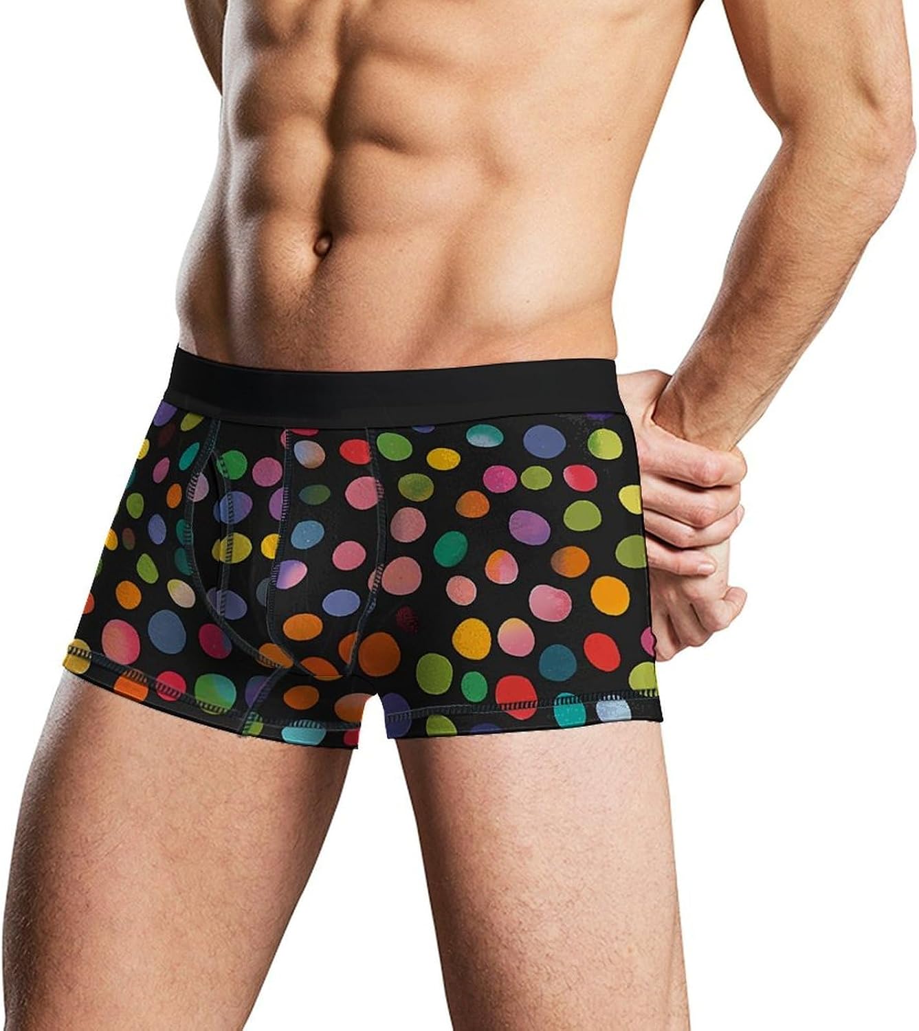 Colorful Dots Novelty Men's Trunks Soft Breathable Underwear Patterned Stretch Briefs