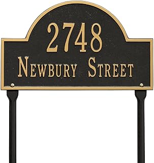 Custom Arch Marker LAWN Aluminum Address Plaque 15.75”W x 9.25”H (2 Lines)