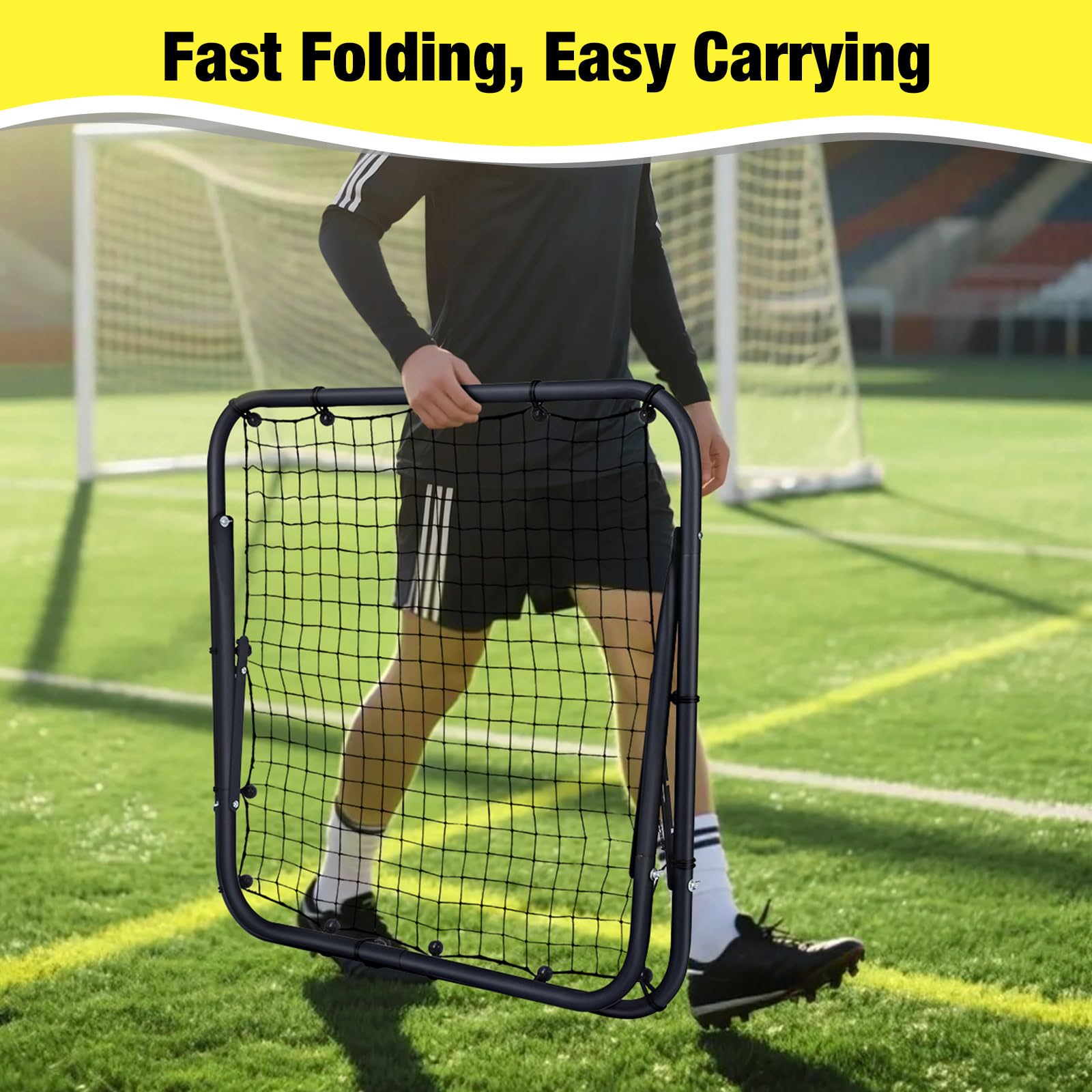 MoKo Rebounder für Fußball, 100 x100 cm Fußball Rebounder Netz, Tragbares Rückprallnetz Fußbälle Trainingsgeschenke, Hilfsmittel & Ausrüstung für Garten, Rasen, Jugendliche & Erwachsene