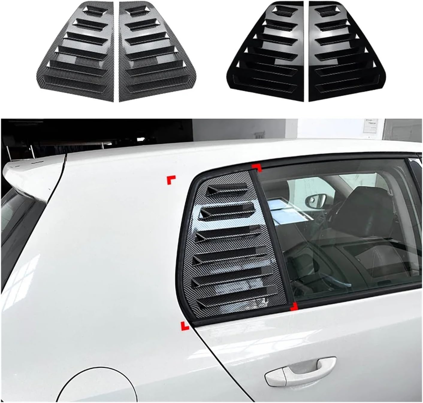 Rear window shutter cover， A Pair Rear Window Louver Shutter Compatible For VW Golf 6 MK6 2008-2012 Side Air Vents Shutter Cover Trim Exterior Accessories(Carbon grain)