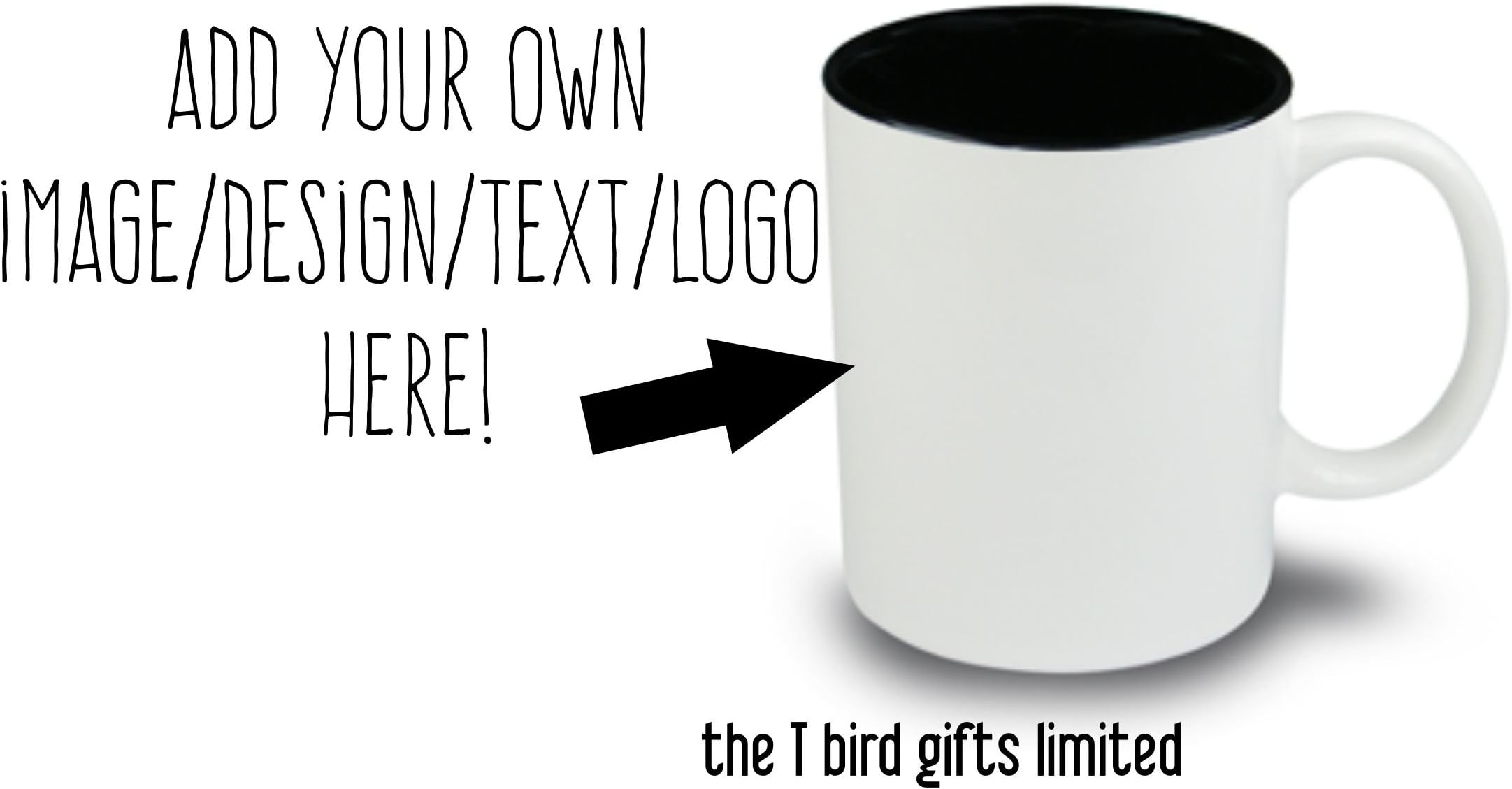 Design Your own Mug Personalised Mug ~ Your own Name Photo Logo Picture Message Text ~ 11 oz Black Inner
