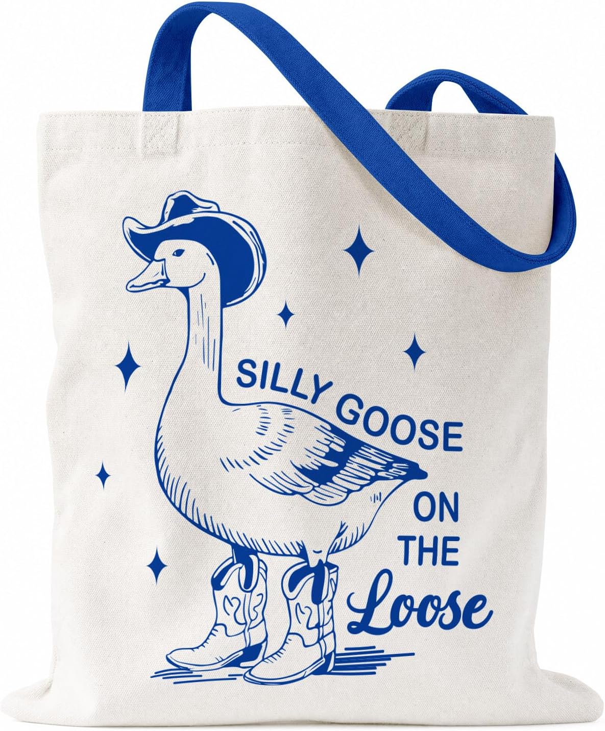 Funny Silly Goose Dallas Cowboy Canvas Tote Bag for Women, Halloween Western Farm Aesthetic Reusable Shoulder Bag for Shopping Work, Christmas Graduation Birthday Gifts for Mom Friends Coworker