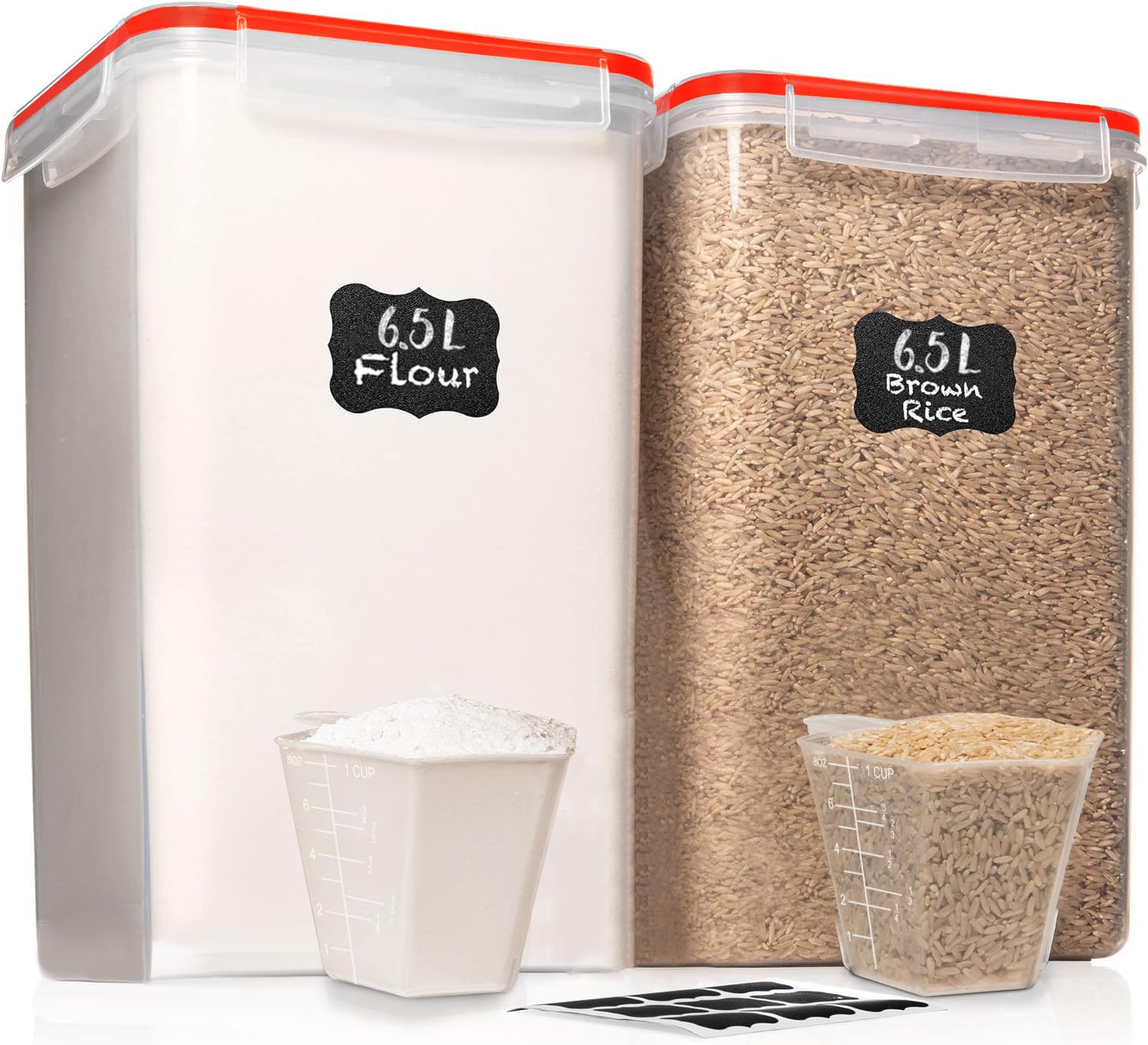 2 PC [7 Qt/ 6.5L/ 220 Oz] Large Flour Storage Containers with Airtight Lids