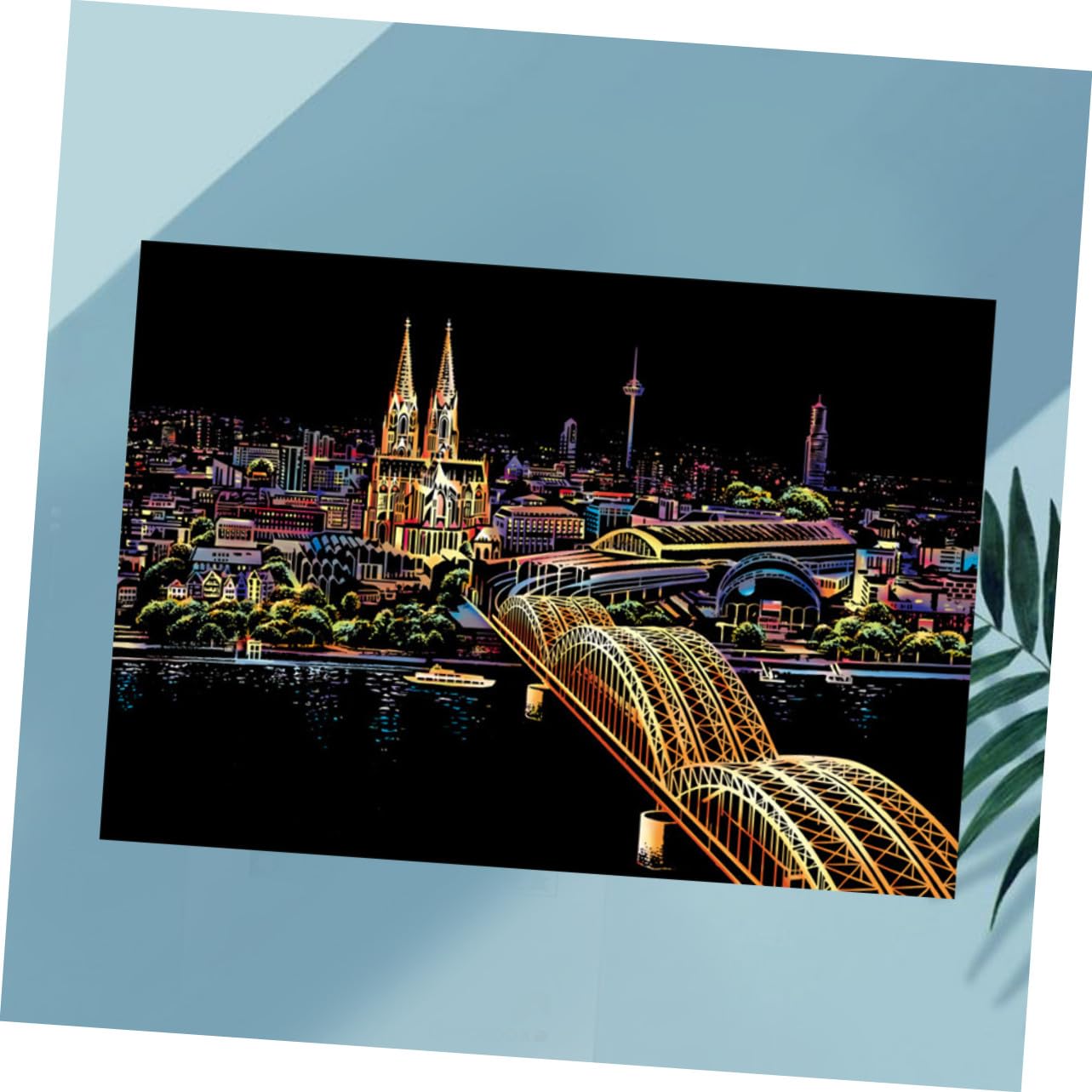 Motif Cathédrale de Cologne Outil de Décompression Sûr pour Dessin à Gratter pour Adultes en Papier et Présent DIY Loisirs Créatifs et Décoration