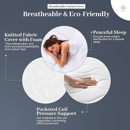 Miniatura 5 de Oliver & Smith - Colchón California King híbrido de 10 pulgadas con resortes helicoidales embolsados con espuma fría de alta densidad y comodidad,