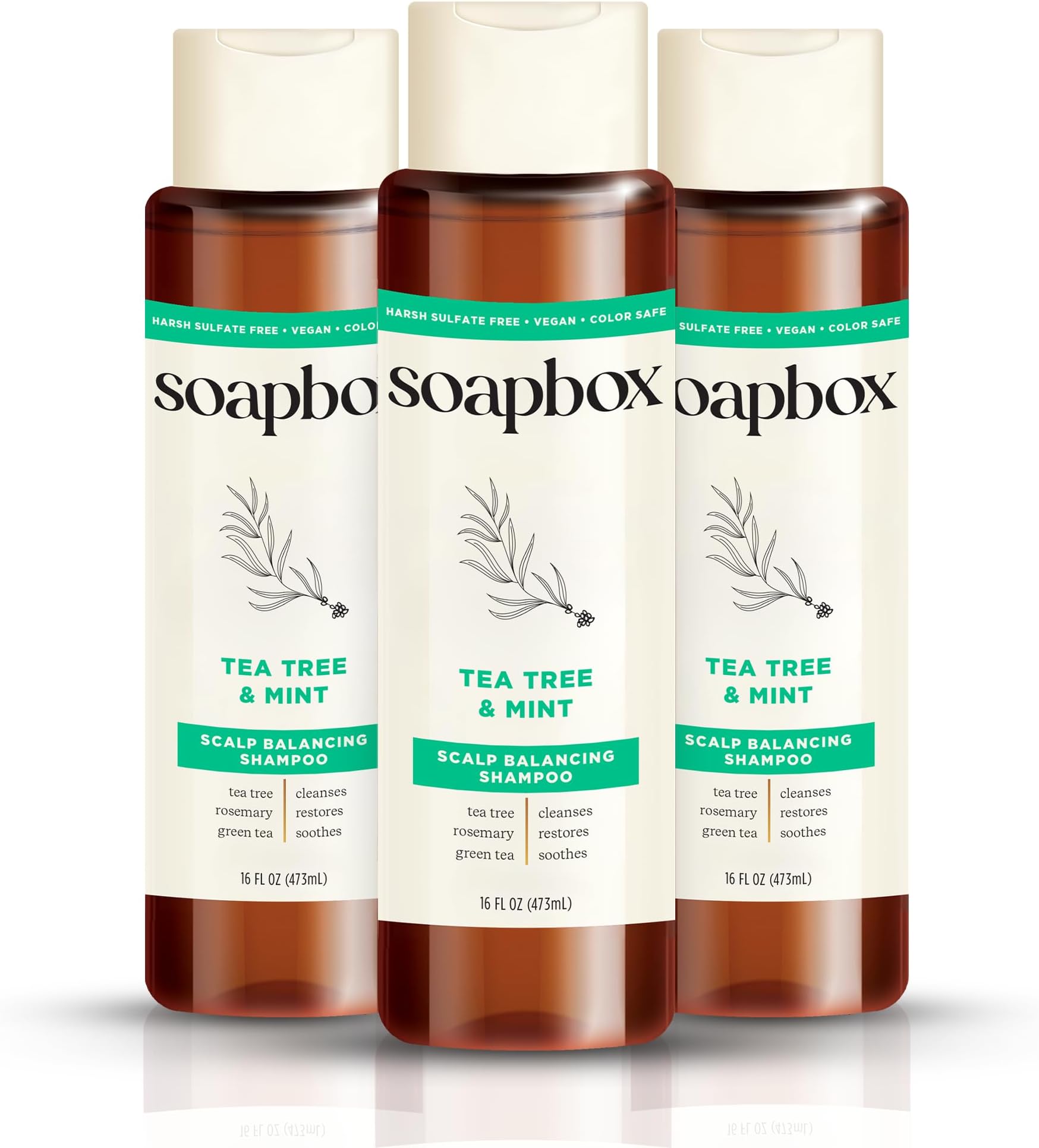 Soapbox Soaps Shampoo, Tea Tree with Shea Butter, 3 Count (SBS06665-3)
