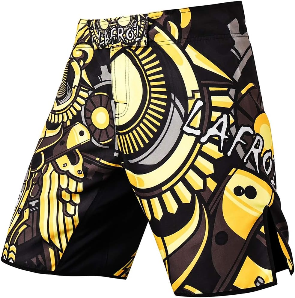 LAFROI Mens MMA Cross Training Boxing Shorts Trunks Fight Wear with Drawstring and Pocket-QJK01