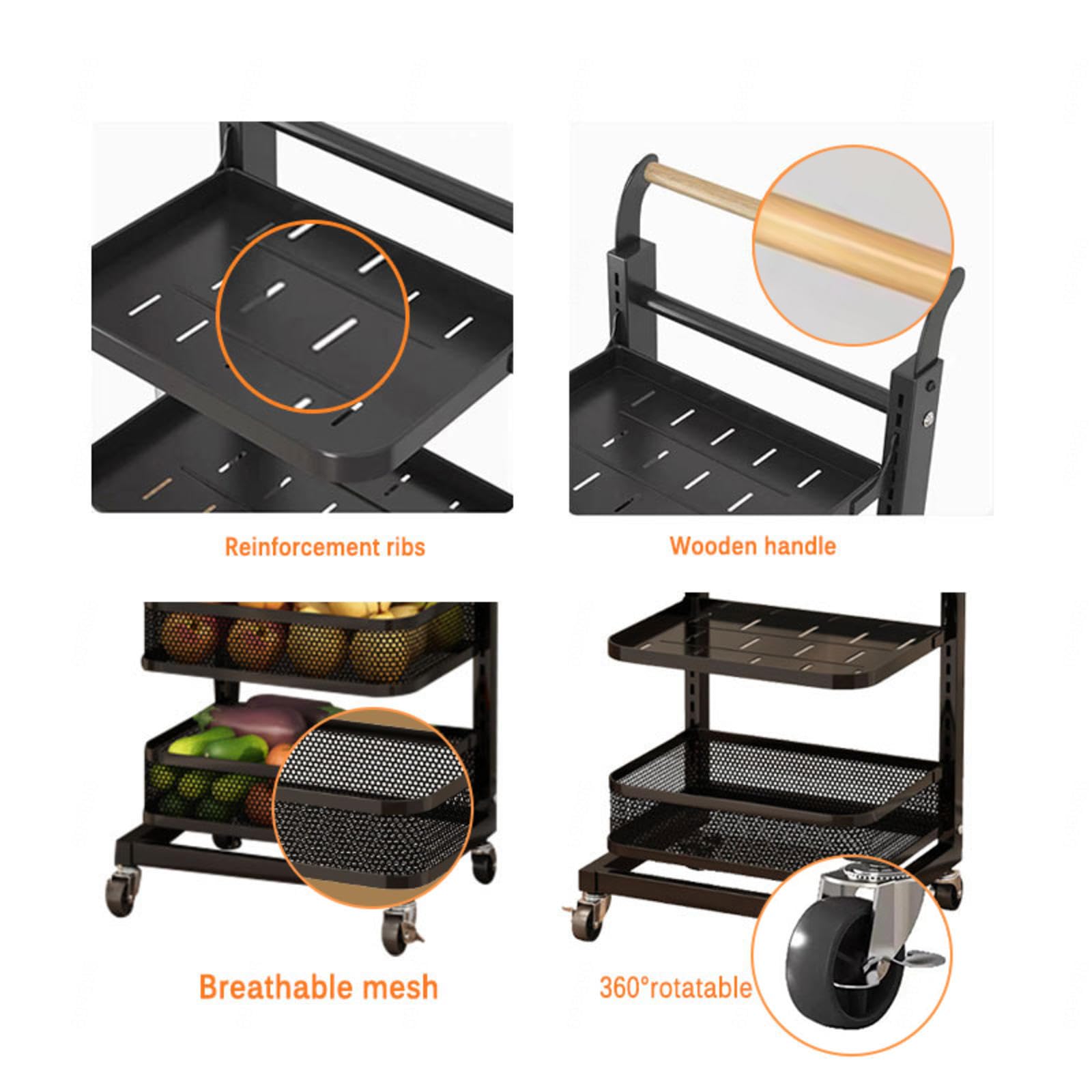 Organizer Cucina Porta pentole Carrello Porta pentole Estraibile Organizer Cucina pentole e padelle cassetti Organizer coperchi pentole Orizzontale,White-5 * 3boards*2baskets