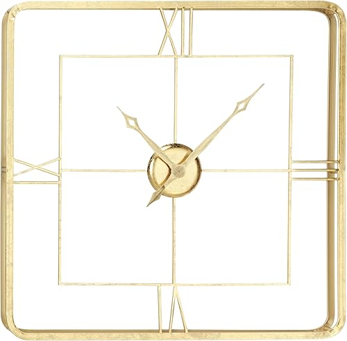 Deco 79 Reloj de pared de marco abierto de metal, 36" x 3" x 36", dorado