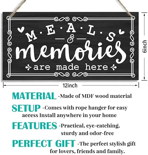 Miniatura 3 de Letrero decorativo para puerta de cocina, Meals & Memories Are Made Here, placa de madera para pared de cocina, decoración de inauguración de la
