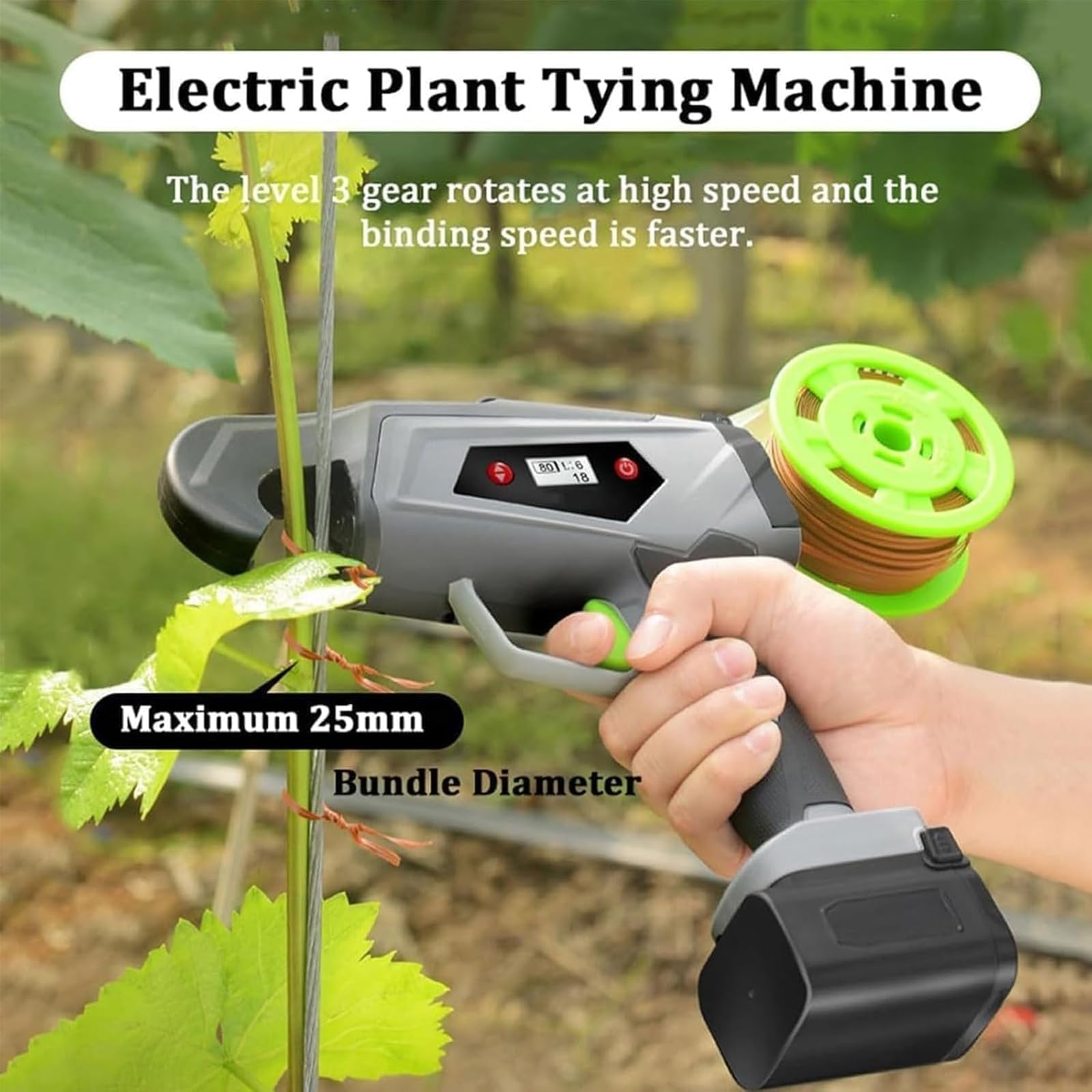 Atadora Eléctrica De Plantas, Juego Comercial para Atar Ramas con Batería De Litio, Herramientas para Atar Viñas Y Ramas Viejas, Máquina para Atar Plantas De Jardín, Tomates, Pepinos