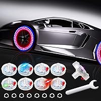 Vista 1 de 8 piezas de luces de neumáticos de automóvil, válvula de rueda, luces de tapa de lámpara de vástago de automóvil, luces LED solares para neumáticos