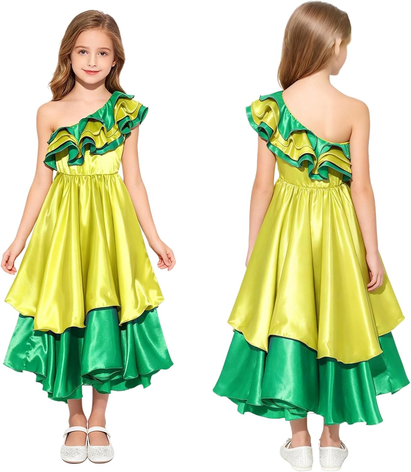 iiniim Girls Ethnic Style Dress Festival Dancewear Contrast Color Carnival Dancer Outfit for Dance Party