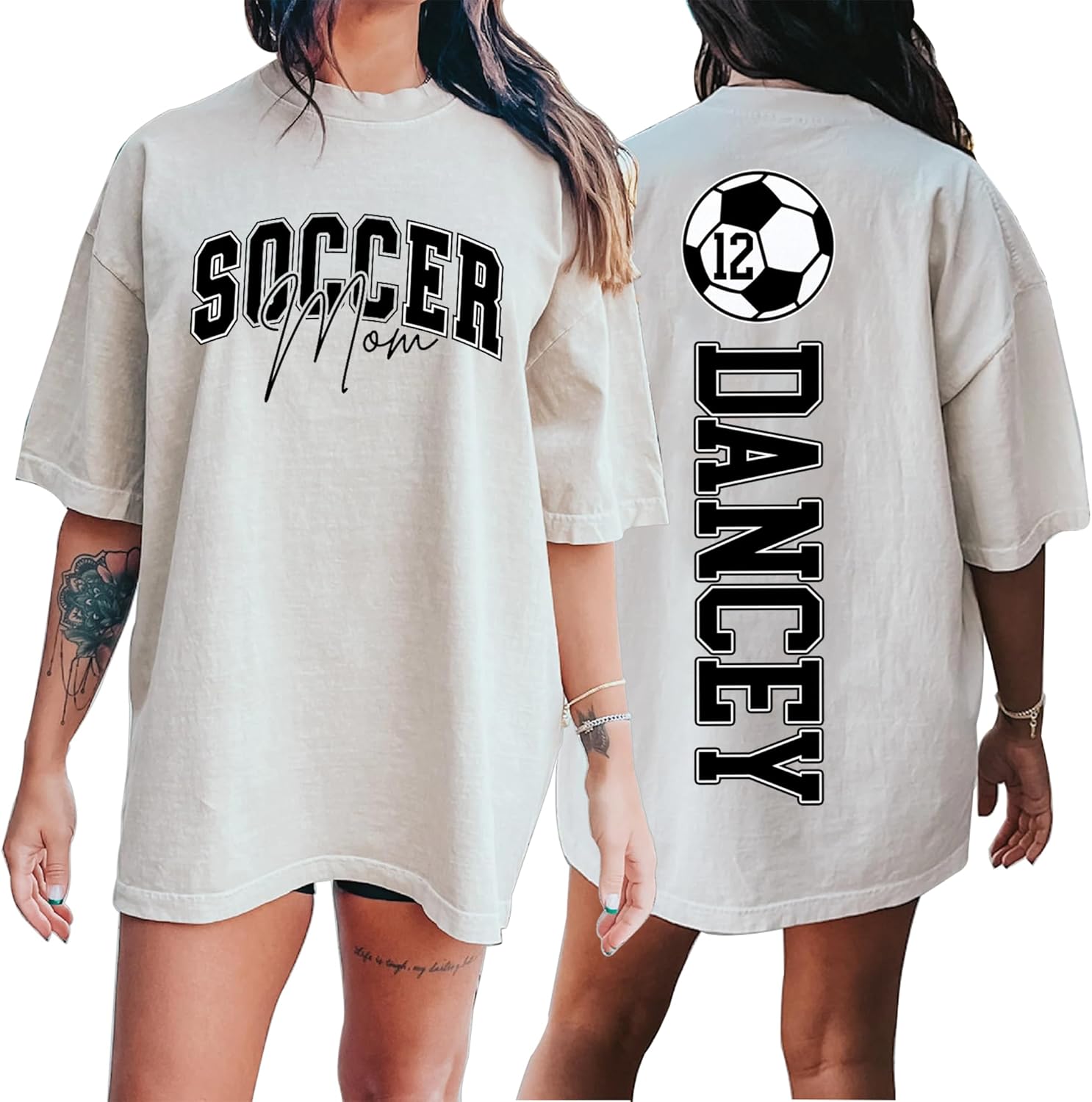 NAZENT Custom Soccer Mom Shirt with Name Number – Personalized Senior Team Hoodie, Sports Tee Gift, Cheer Gifts for Family - Image 2