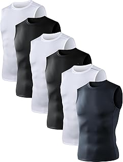 5/6 Pack Men's Athletic Compression Shirts Sleeveless Tank Top Base Layer Sports Workout Shirts for Basketball