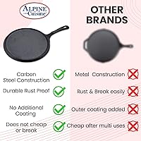 Vista 8 de Alpine Cuisine Plancha plana y comal de hierro fundido de 10 pulgadas Presazonada con mango duradero Utensilios de cocina de calefacción