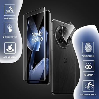 2+2 Pack Screen Protector for OnePlus 13, Tempered Glass Screen Protector + Camera Lens Protector, 9H Hardness, Full Coverage, Fingerprint Unlock Anti Scratch for OnePlus 13 Protective Film