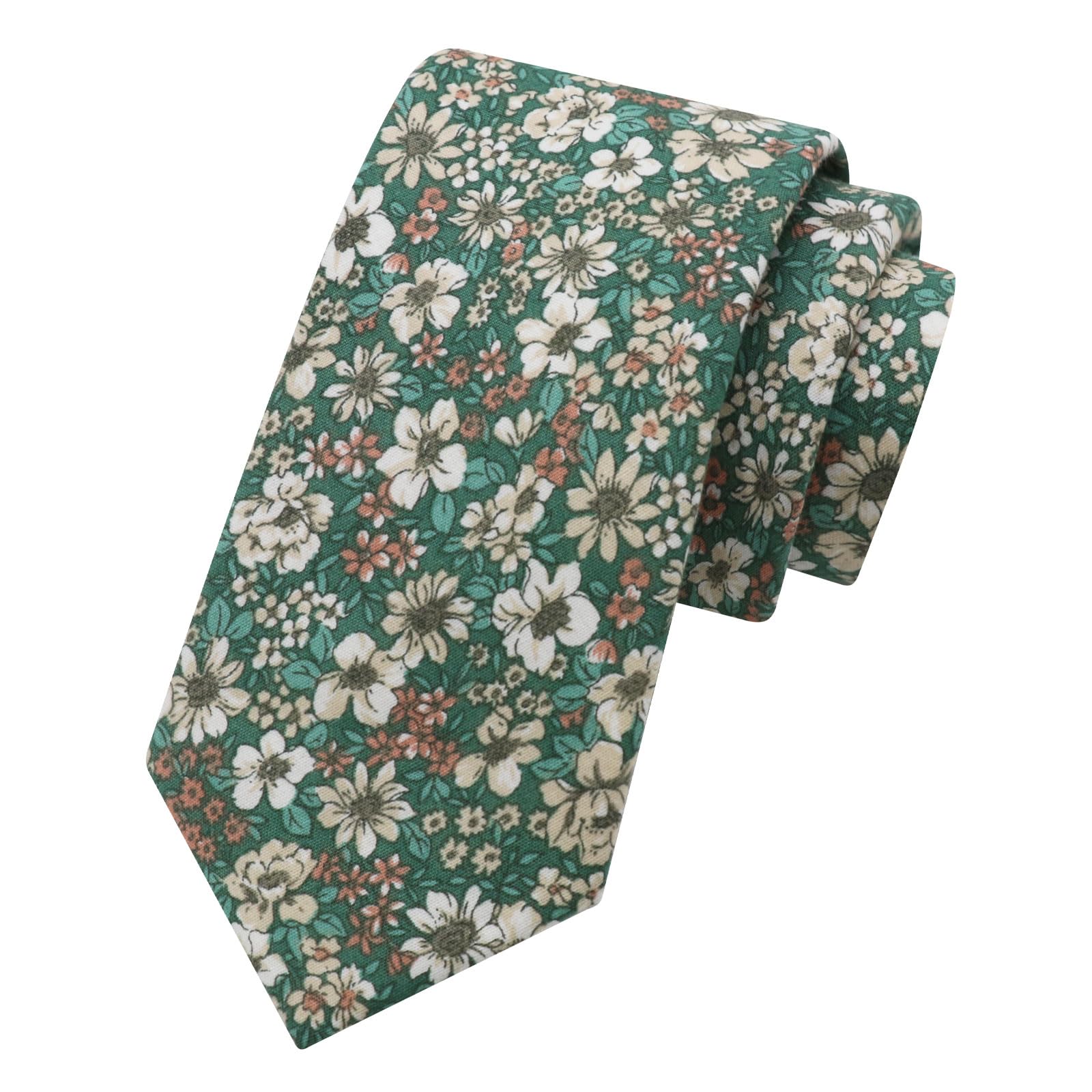 GHTIYLP Tie for Men Cotton Vintage Floral Men's Neckties, 2.56" Skinny Ties for Men Accessory Wedding Formal Casual Party (11)