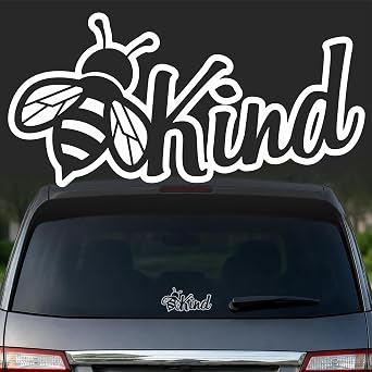 Be Kind Sticker, Positive Bumper Stickers, Cute Bee Decal for Car or Truck Trunk or Tailgate | White Vehicle Window Graphic | Waterproof UV Resistant Ink | for Laptop, Water Bottle