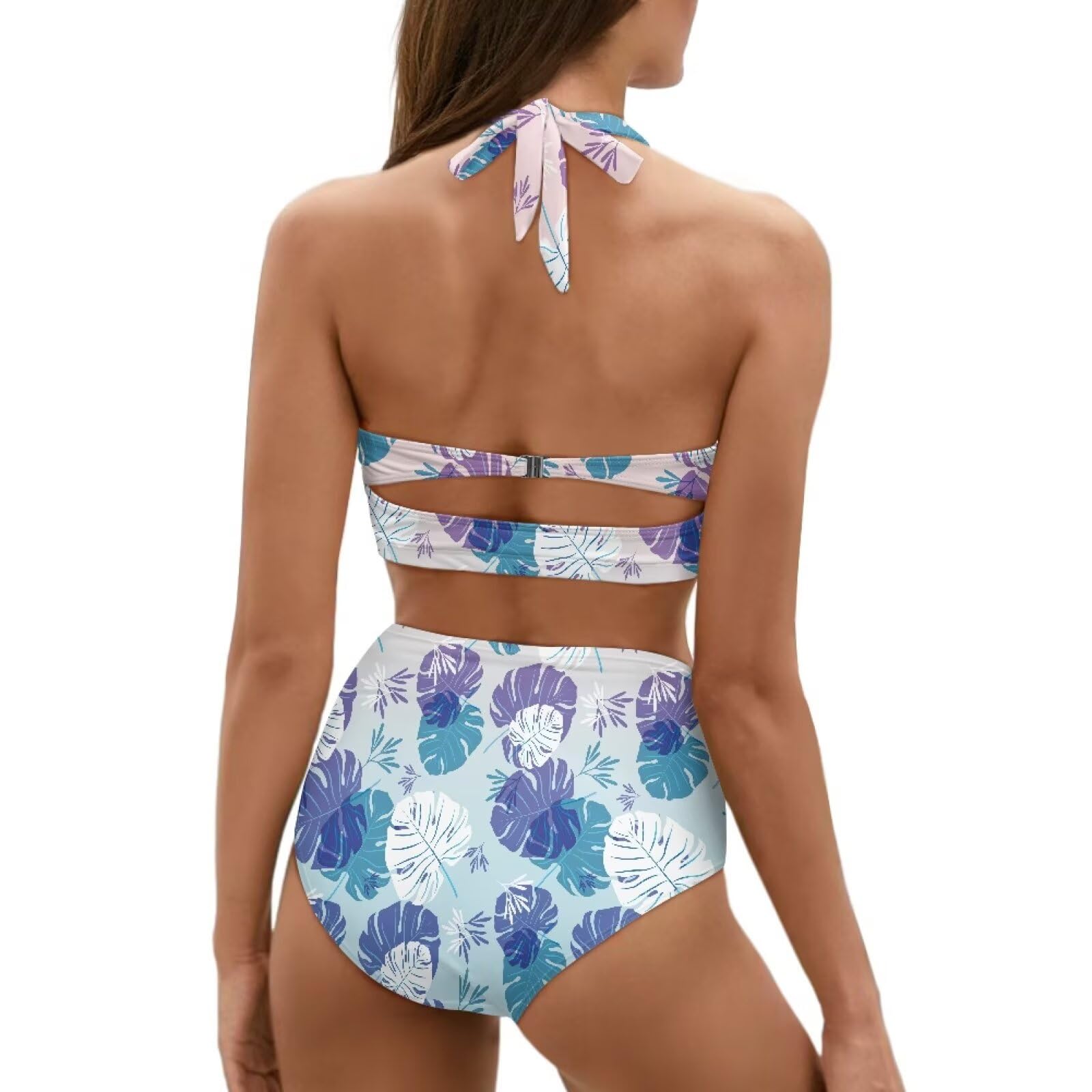 Costumi da bagno per le donne Halter Neck Costumi da bagno a due pezzi Costumi da bagno retrò a vita alta