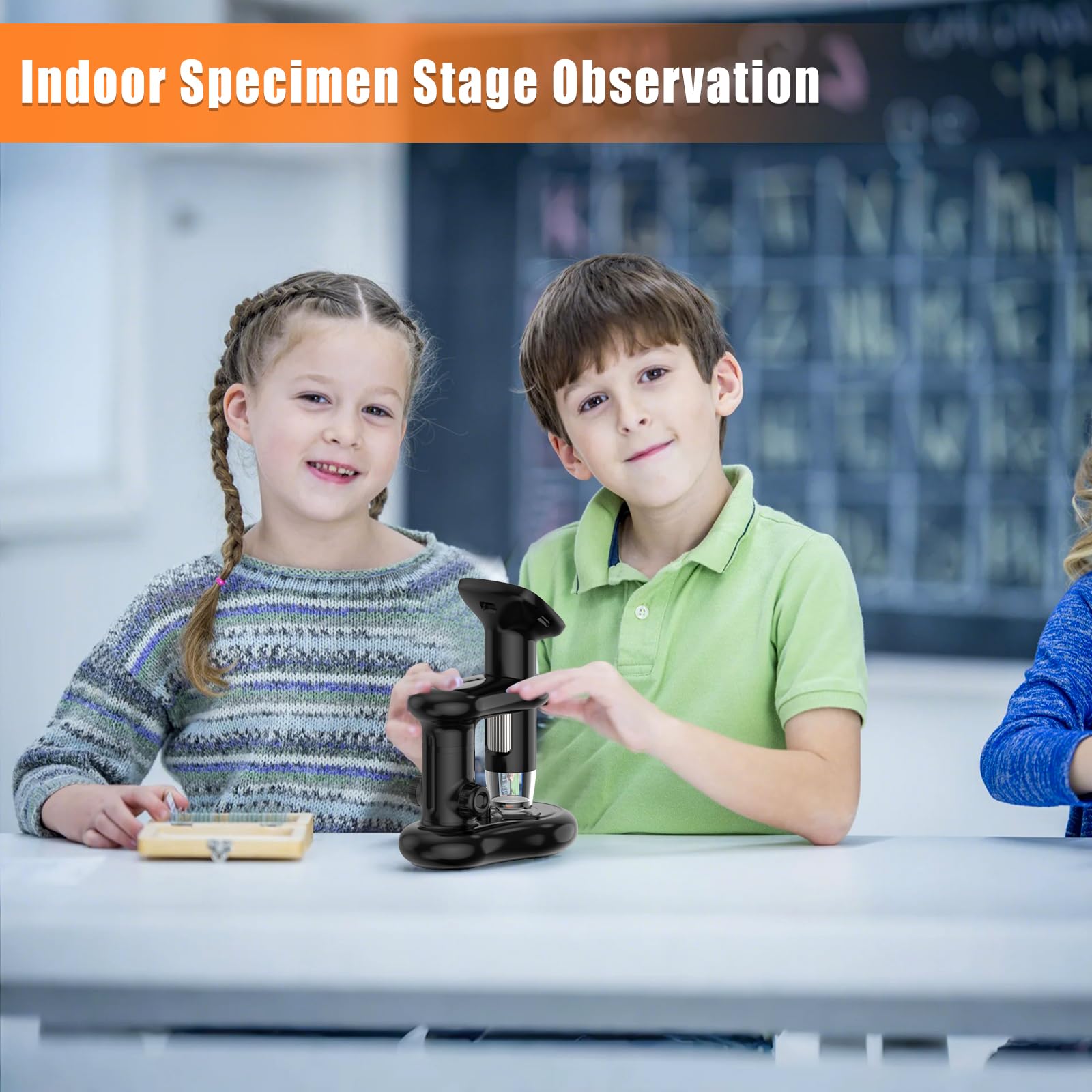 Microscope numérique pour enfants avec écran IPS de 2", HD 1080p, kit scientifique de poche pour enfants, livré avec carte SD de 32 Go