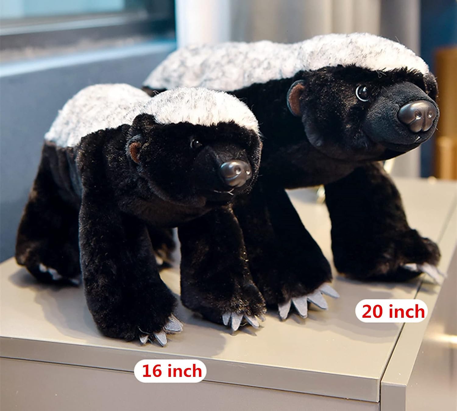 ZHONGXIN MADE Simulation Honey Badger Plush Toy - Black 20'' Realistic Wild African Badger Stuffed Animal Toys, Lifelike Standing Wild Animals Plush Toy Collection Gifts for Kids (20 inch)