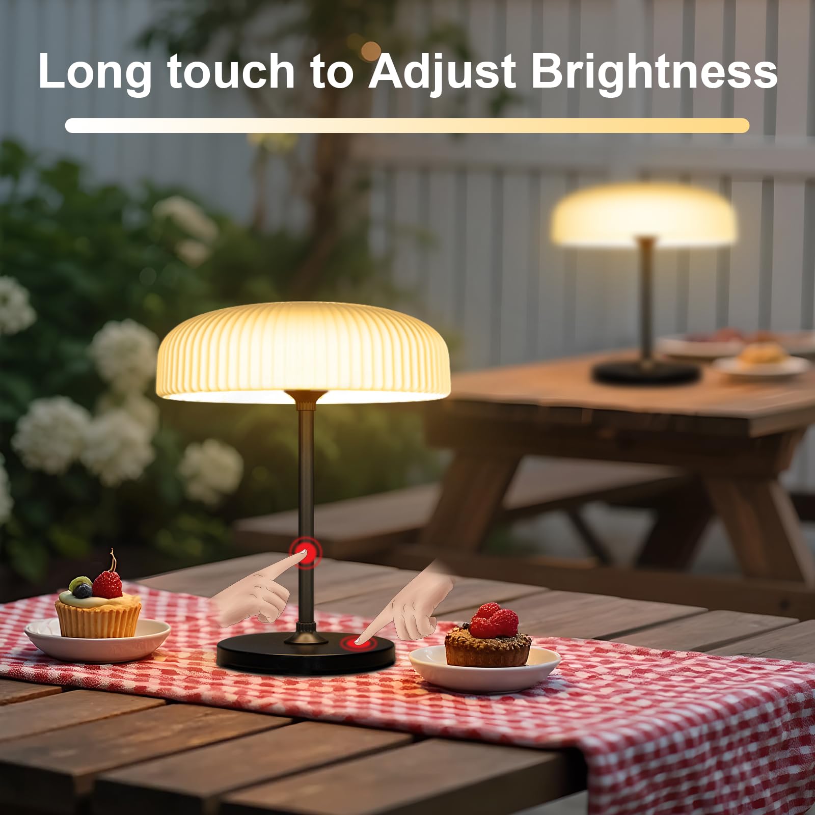 Auting Lámpara de mesa LED, IP44, lámpara de mesa solar para exteriores con regulador táctil y batería, cable de carga USB-C, lámpara de noche, lámpara de lectura, lámpara LED, elegante para