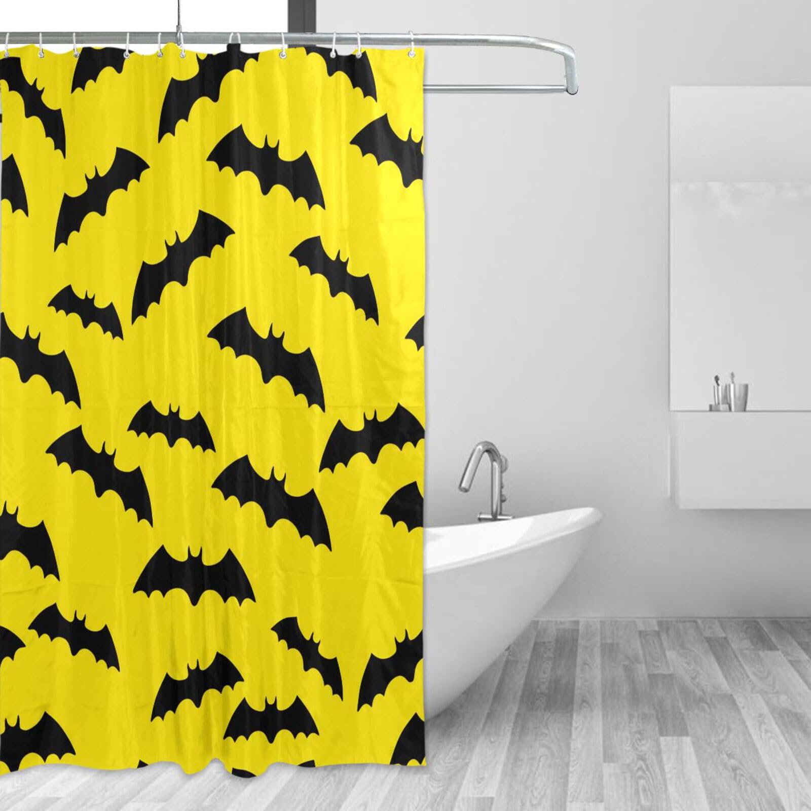 DUOBU Black Bat Shower Curtain Washable Waterproof Fabric Bath Curtain 60x72Inch Shower Curtains with Hooks for Bathroom Decor