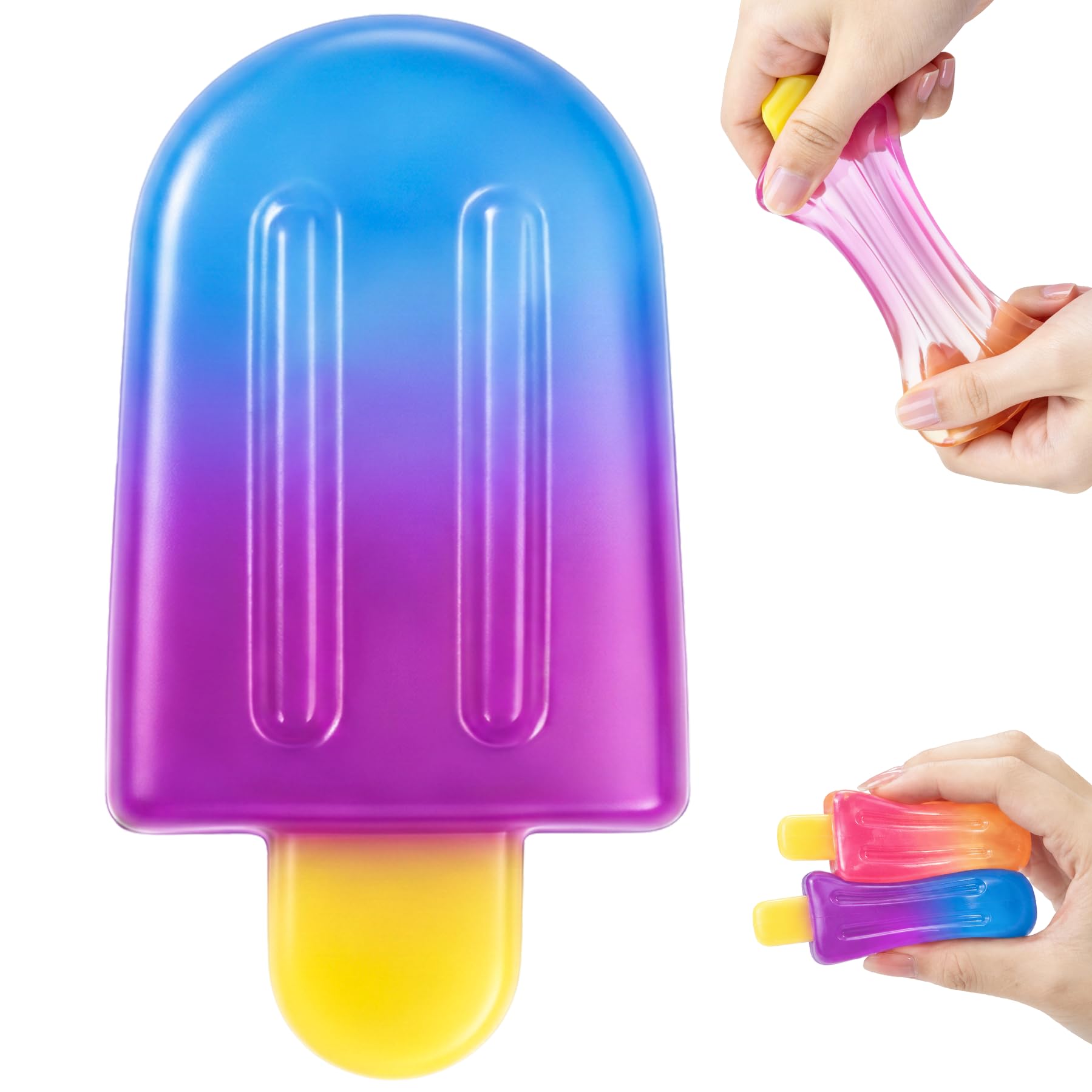 1Pc Ice Cream Squishy Fidget Toys,Slow Rising Squeeze Sensory Toys,Stress Anxiety Relief Squishies for Kids Adults,Summer Party Favors Easter Basket Stuffers Classroom Rewards(Blue-Purple)