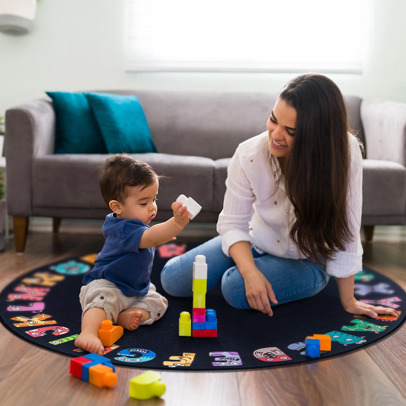 Circle Time Rug Large 6ft Circle Classroom Rug - ABC Alphabet ...