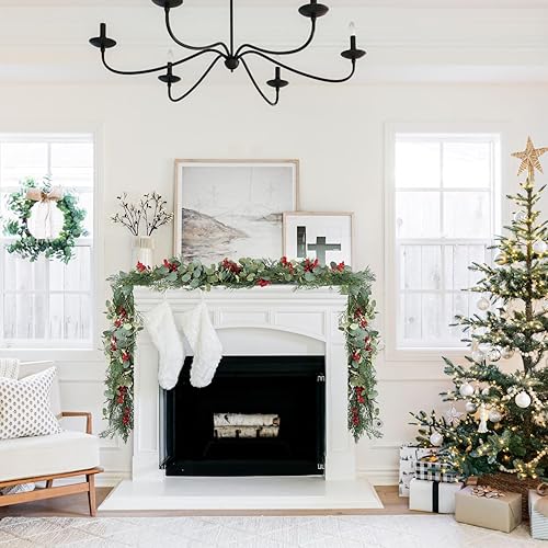 Miniatura 4 de Guirnalda de pino de Navidad, guirnalda de uñas artificiales para interiores y exteriores, puerta de jardín, decoración del hogar para vacaciones de