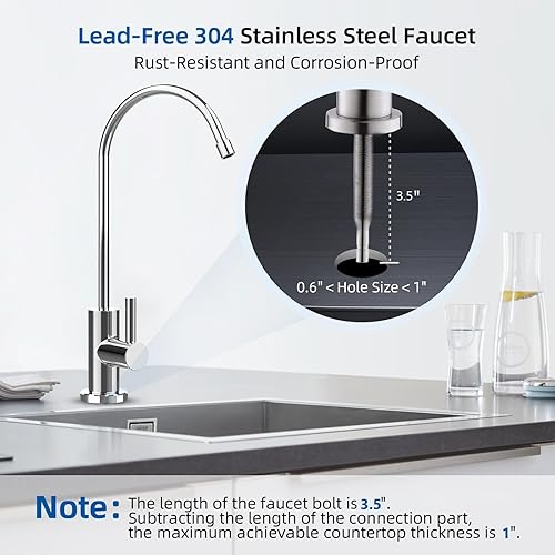 Miniatura 8 de Filtro de agua para debajo del fregadero, ultra filtración multietapa para Baçtria, reducción de cloro y olor, 9K Gal2 años, fácil instalación con