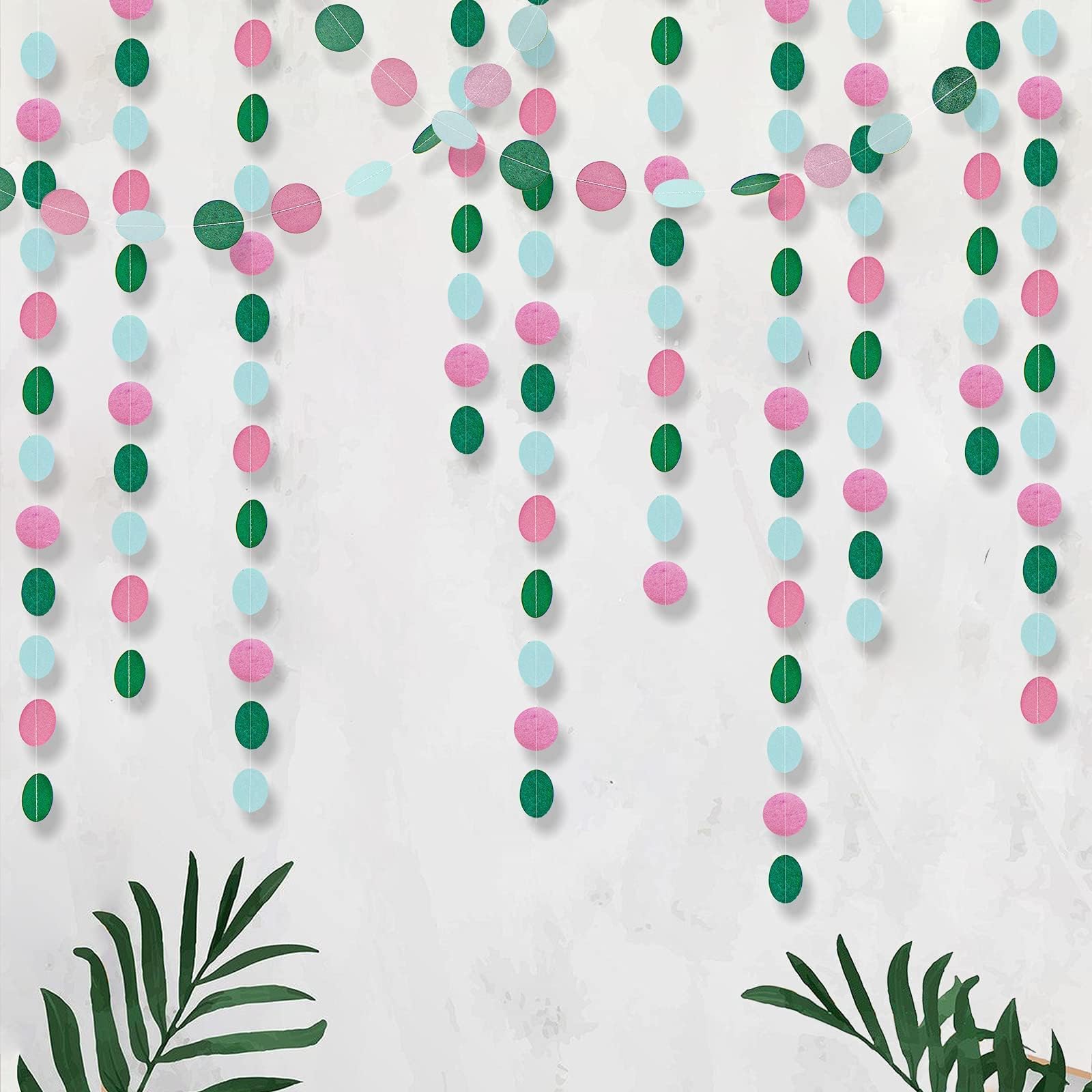 Cheerland Weiche blaue Rose Pink Dunkelgrüne Kreis-Girlande für Hochzeit, Party, Dekoration, hängende Kreise, Punkte, Luftschlangen, Hintergrund, Banner, Dekoration für unter dem Meer, Geburtstag