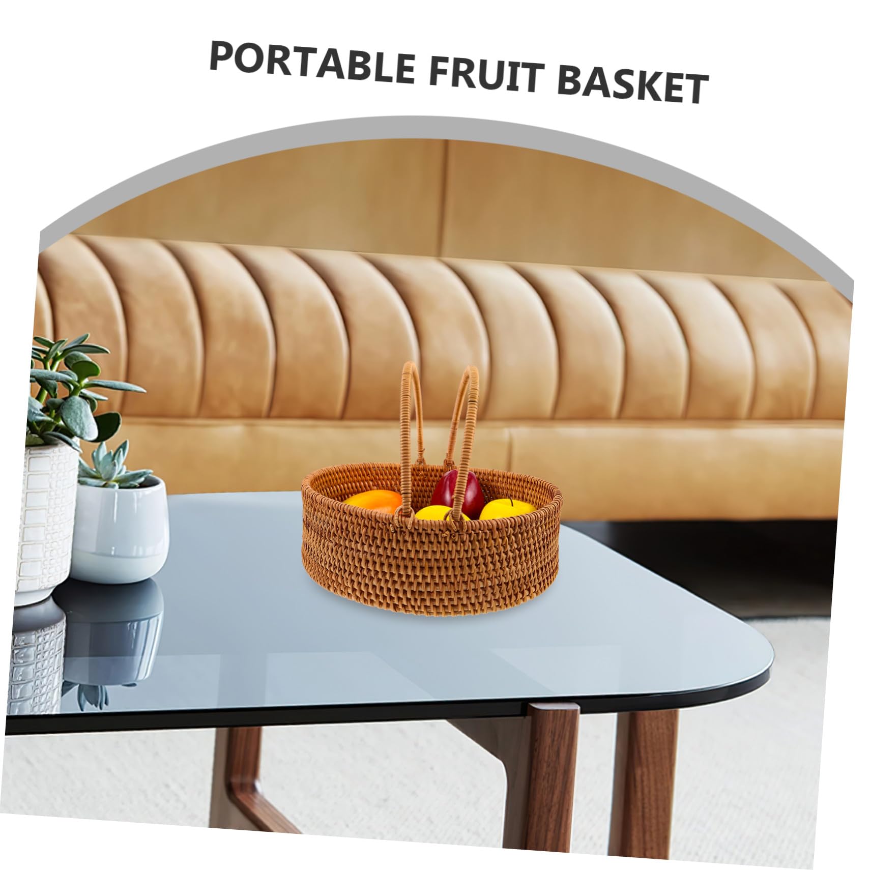 Kisangel Cesta De Mimbre para Frutas Tejida Mano Cesta De Almacenamiento De Ratán con Asa para Decoración del Hogar Picnic Jardín o Servir Verduras
