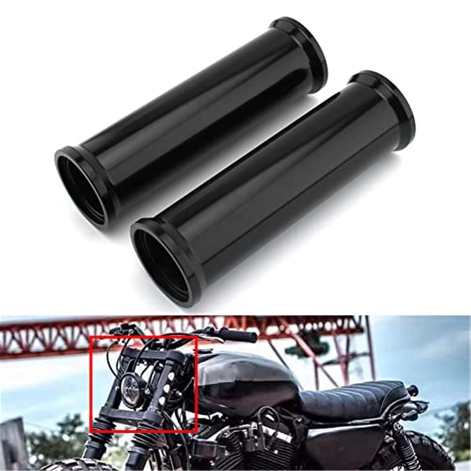 CNC anteriore, copertura forcella ammortizzatore superiore moto, soffietti forcella, for Harley, XL883 1200 2000-2021#B Protezione per la forcella della moto(BLACK#B)